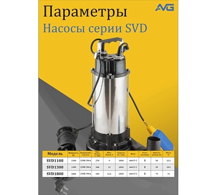 Одноступенчатый центробежный водяной насос AVG SVD1800