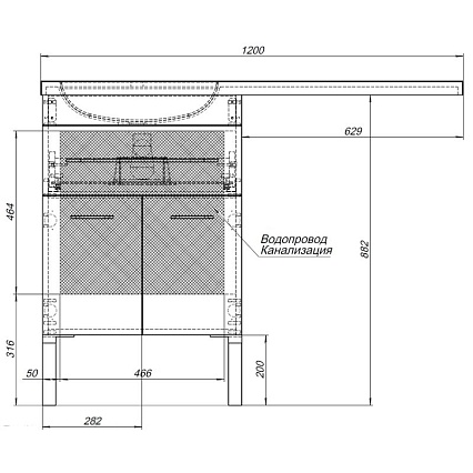 Тумба с раковиной Aquanet Верона 120 см L напольная, белый