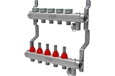 Коллектор в сборе Royal Thermo нержавеющая сталь, с расходомерами 1 ВР-3/4 НР, 8 выходов НС-1080954