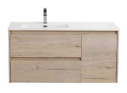 Мебель для ванной BelBagno Kraft 100 см, 2 ящика, 1 дверца, левая Rovere Galifax Bianco