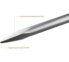 Зубило пикообразное 400 мм, HEX 30 БУРАН Зубр 29375-00-400