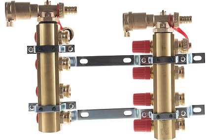 Комплект коллекторов Danfoss FHF-4 set с кронштейнами и воздухоотводчиками 4 контура 088U0704