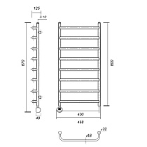 Полотенцесушитель электрический Domoterm Стефано П8 400x800 EL, ТЭН слева, хром