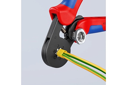 Пресс-клещи 6-гранные, обжимные Knipex KN-975314SB гильзы контакт. 0.08-10 мм², 2-е конц. гильзы 2x4мм²