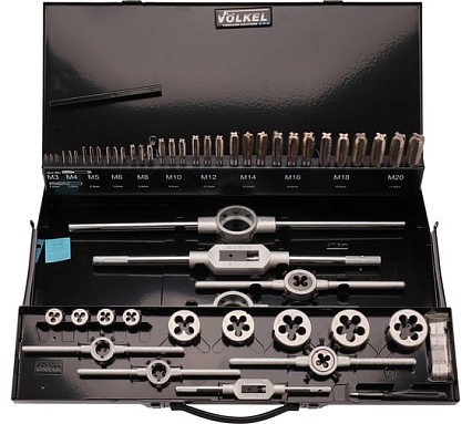 Набор метчиков и плашек VOLKEL M5-M20 HSS-G 47пр V49301