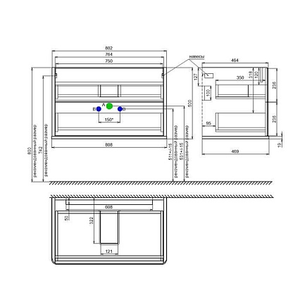 Тумба с раковиной Iddis Oxford Neo 80 см