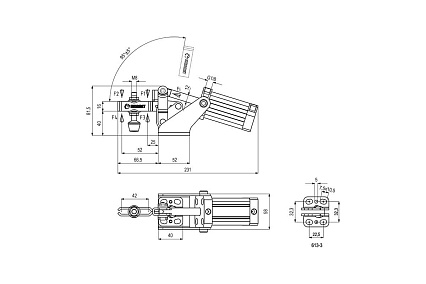 Горизонтальный пневматический прижим KUKAMET усилие 204 кг 612-3