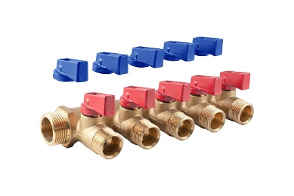 Коллектор с шаровыми кранами PROFACTOR в/н 3/4" х 5 вых 1/2"нар PF MV 264.5