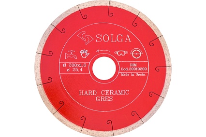 Диск алмазный сплошной (200х25,4 мм) HARD CERAMICS Solga Diamant 20010200