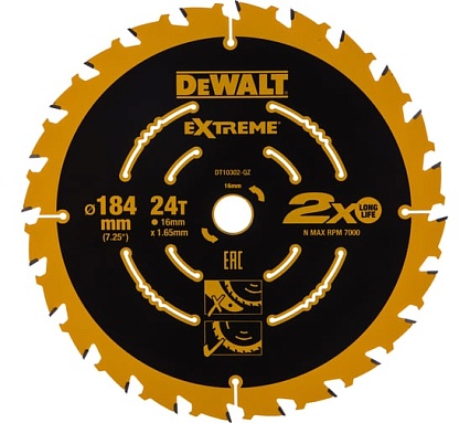 Диск пильный по дереву (184х16 мм) DeWalt DT 10302