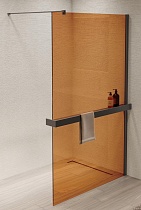 Душевая перегородка Vincea Walk-In VSW-1HR900GSGM 90x200 вороненая сталь, янтарь