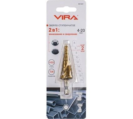 Сверло ступенчатое спиральное 4-20 мм VIRA 551421