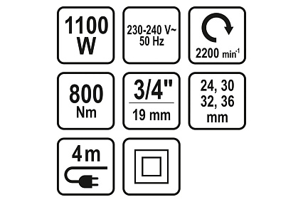 Сетевой ударный гайковерт Sthor 3/4", 800 Нм 57097