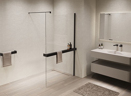 Душевая перегородка Vincea Walk-In VSW-1HR110CLB 110x200 черный матовый, прозрачное