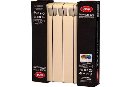 Биметаллический радиатор Rifar Monolit 500-6 Ду 3/4, АЙВОРИ RM50063/41013