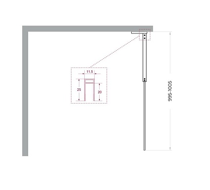 Душевая перегородка Belbagno UNO-L-1-TB-100-FL-Cr 100x200 рифленая, хром