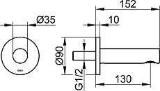 Излив для ванны Keuco IXMO 59545010001 152 мм, хром