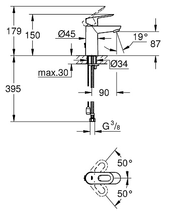 Смеситель для раковины Grohe BauLoop 23336000