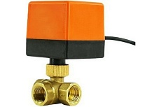 Шаровой кран DN.ru латунный 3-ходовой T-тип RP.BRASS.120.MM.020 Ду20 Ру16, электропривод 220В D160-00114