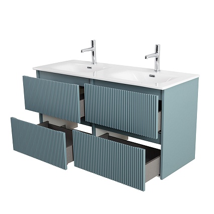 Тумба с раковиной BelBagno Uno 120 см, 4 ящика, Голубой матовый