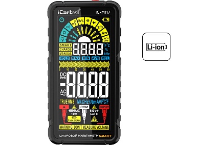 Цифровой смарт мультиметр iCartool CATIII 600V, TrueRMS, AD/DC IC-M117