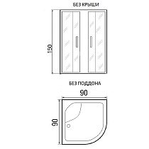 Душевой уголок River Don Light 90/44 MT 90x90 хром, матовое без поддона