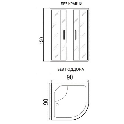 Душевой уголок River Don Light 90/44 MT 90x90 хром, матовое без поддона