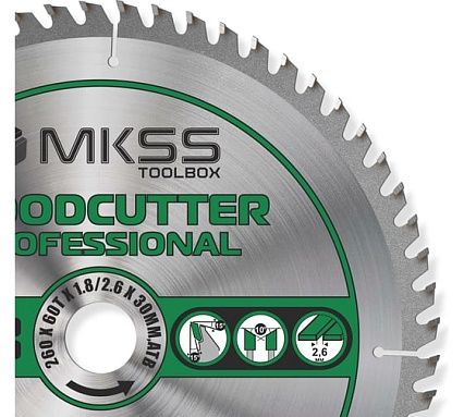Диск пильный по дереву MKSS Toolbox Woodcutter Professional SS3026 260x60Тх1.8/2.6x30 мм SS30260001