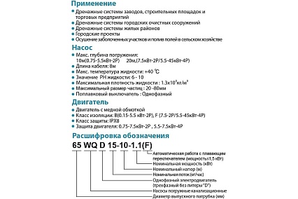 Канализационый насос LEO 50 WQ 15-26-3 1105
