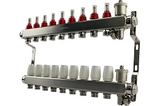 Коллекторная группа с расходомерами из нержавеющей стали One Plus DN25-9P+1 3222000149/ 3504022017