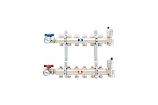 Коллекторная группа ITAP 1&quot;х3/4&quot;х11 выходов в сборе с запорными клапанами + комплект шаровых кранов с термометрами 9100010011034C 910(1&quot;X3/4&quot;X11)