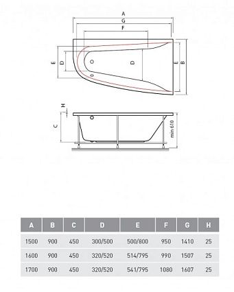 Акриловая ванна Vayer Boomerang 150x90 L/R