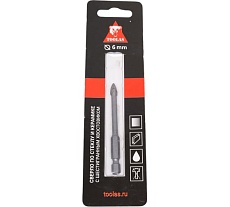 Сверло по стеклу и керамике с шестигранным хвостовиком 6 мм TOOLAS 00004926