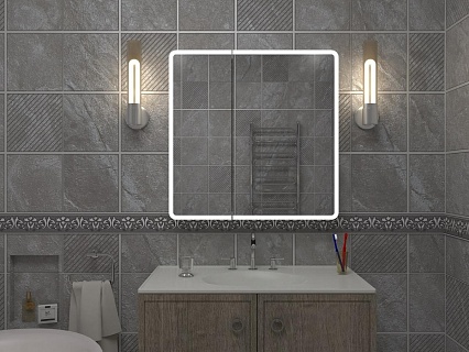 Зеркальный шкаф Континент Emotion LED 80x80 с подсветкой, МВК030