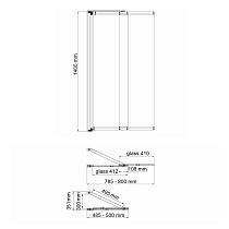 Шторка для ванны WasserKRAFT Dill 61S02-80WS Fixed 80x140 черный профиль, с фиксатором