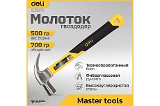 Молоток-гвоздодер Deli DL5027Y 500гр (330мм, фиберглассовая рукоять) 98437
