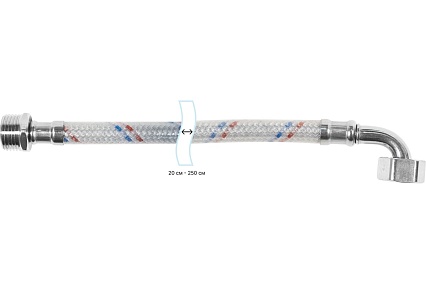 Гибкая подводка для воды ЦС НЕЙЛОН 1/2”Шх1/2"Г-угол L-150 см, штука ГП002161