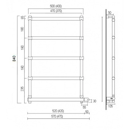 Полотенцесушитель электрический Margaroli Sole 542-5 с полкой хром 5424705CRPB