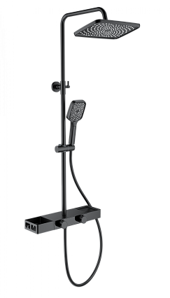 Душевая стойка Wonzon&Woghand Shelf WW-B3552-MB термостат, черный матовый