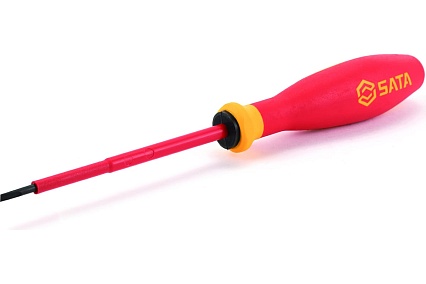 Плоская отвертка Sata серия G 4x100 мм, 205/32.3 мм, изолированная, прямой шлиц 61313