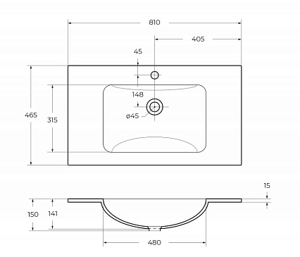 Раковина BelBagno BB810/465-LV-VTR-BL 81 см Bianco Lucido