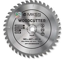 Диск пильный по дереву MKSS Toolbox Woodcutter WC1650 165x40Тх20/16 мм WC16504020