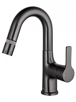 Смеситель для раковины Wonzon&Woghand WW-FE01L212-BGG выдвижной излив, темный графит