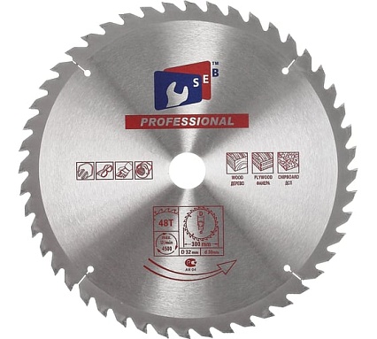 Диск пильный по дереву Professional 300х32 мм, 48 зубьев TORGWIN S25559