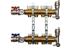 Распределительный коллектор из латуни без расходомеров 4 вых. STOUT SMB 0468 000004