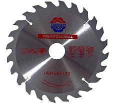 Диск пильный по дереву 190х30/20 мм, 24Z, с кольцом 20/30 мм TORGWIN T784254