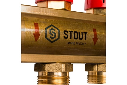 Распределительный коллектор из латуни с расходомерами 11 вых. STOUT SMB 0473 000011