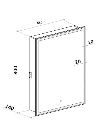 Зеркальный шкаф Art&Max Techno 55x80 AM-Tec-550-800-1D-R-DS-F с подсветкой, белый матовый