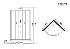 Душевая кабина Niagara NG 3302-14G 100x100 стекло матовое, гидромассаж