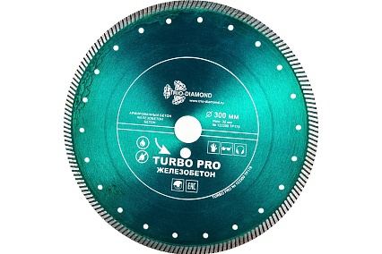 Диск алмазный отрезной по железобетону Turbo pro (300х32 мм) TRIO-DIAMOND TP178